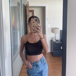 Black Bead Shimmery Black and Gold Crop Top